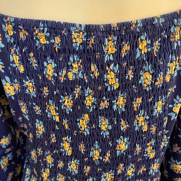 A-line Puff Sleeve Dress Blue Flowery Size XXL - Picture 10 of 13